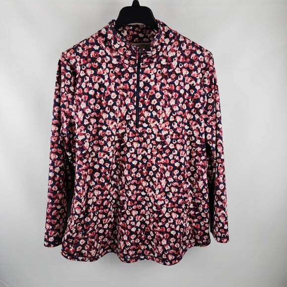 T by Talbots Shirt Womens 2X Multi Floral Abstract Print 1/4 Zip Pullover - Picture 1 of 7